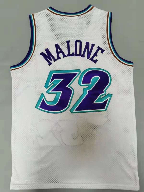 Men Utah Jazz 32 K.malone White Throwback Best mesh 2021 NBA Jersey